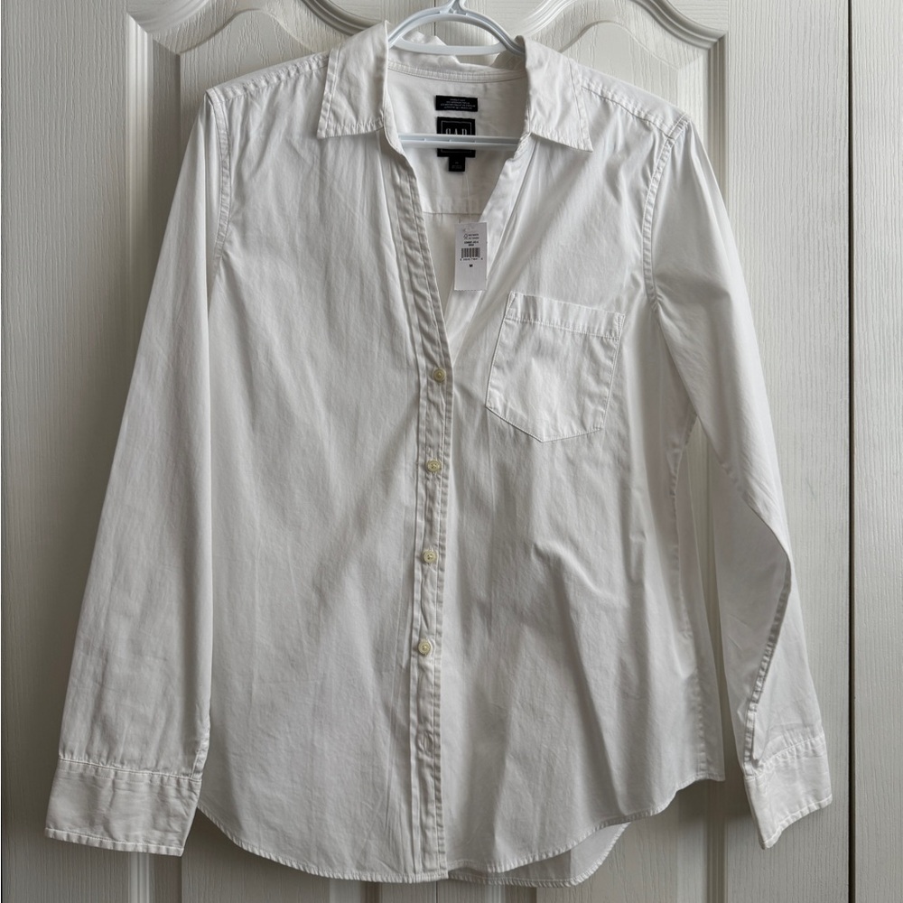 GAP White Button-Up Poplin Shirt
